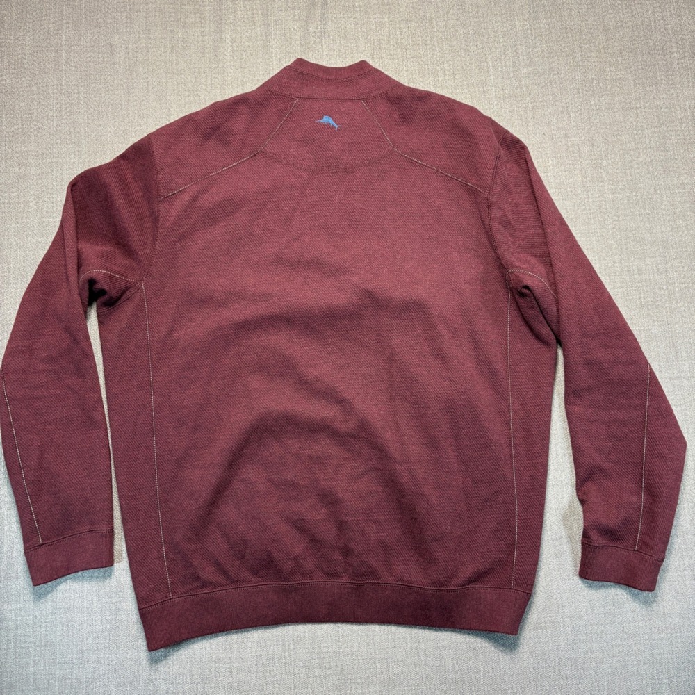 Tommy Bahama Reversible Quarter Zip Pullover Blue Burgundy Mens Large - Picture 4 of 12